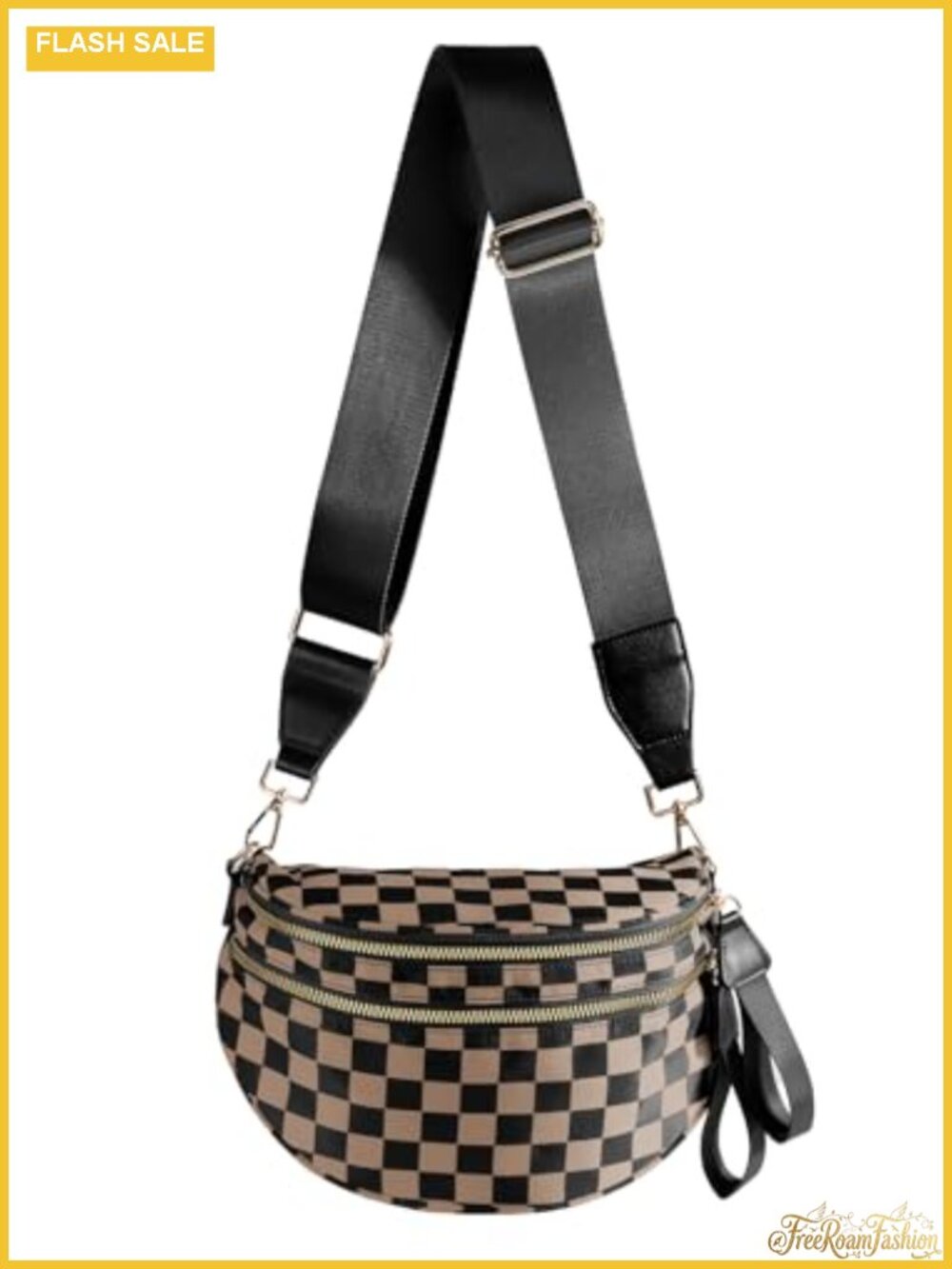 Checkered Crossbody Bag Spacious Fanny Pack Belt Bag for Women